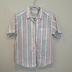 Talbots Button Down Blouse (White, Red, Green, Yellow, Blue Stripes)